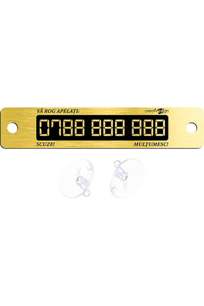 OEM Plăcuță de parbriz cu numărul de telefon, incl. ventuze, auriu