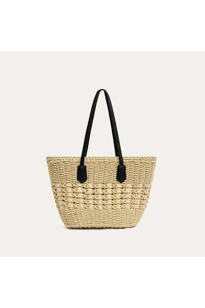 Mudo Women's Ecru Straw Handbag