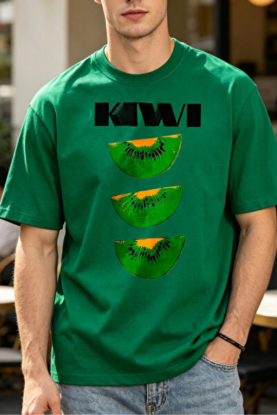 Fleck Casual Style T Shirts For Men Kiwi Fruit Graphic Mens Printed T Shirts