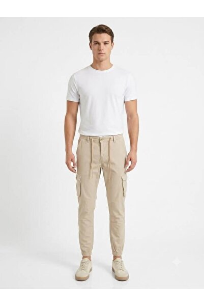BlackCraft Krem alttan lastikli jogger Pantolon