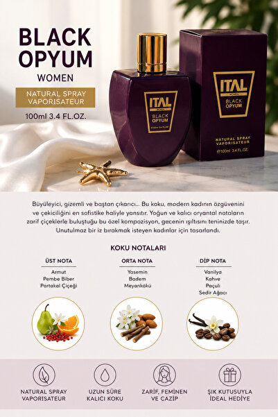 Genel Markalar ITAL WOMEN – BLACK OPYUM Natural Spray Vaporisateur 100 ml