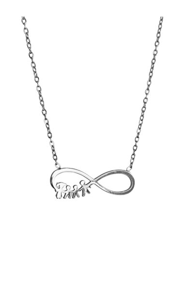 AngelsAccessories Ατσάλινο Κολιέ με Άπειρο και Οικογένεια