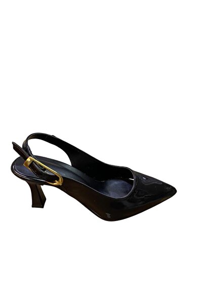 güven kundura Women's Goblet Heeled Patent Leather Open Back Stiletto