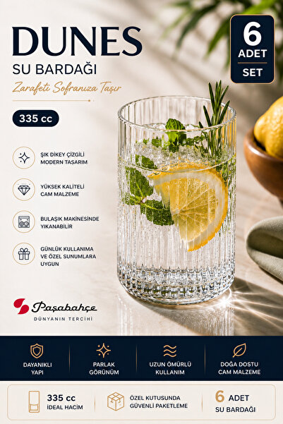 Paşabahçe Dunes 6 lı Su Bardağı Çeyiz ve Günlük Bardak Seti