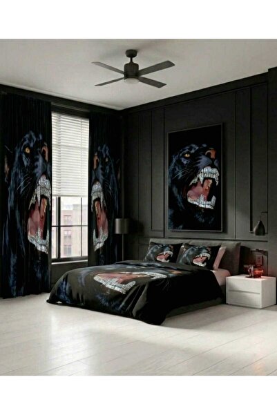 Elmas Dizayn 240*280 cm Double Wing 2 Pieces Background Curtain and 240*260 c...