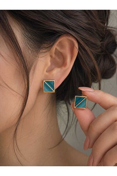 mz mazalinda Women's Square Gold Framed Geometric Earrings Steel Earrings Min...