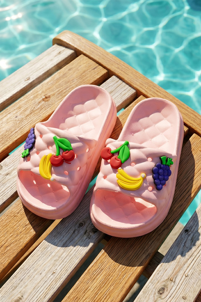 REMSA Children's Top Sticker Detail Sandals Slippers 300-10 Powder