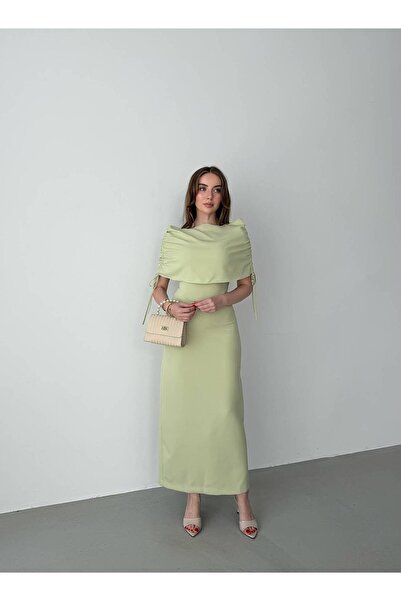 Roserella Tekstil DİANA Maxi Elbise - Yeşil