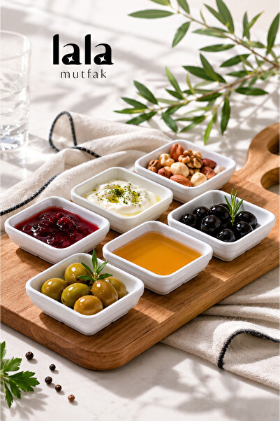 Lala Mutfak Kare Mini Sosluk 6’lı Set (8x8 cm) - Melamin Kahvaltılık Reçellik...