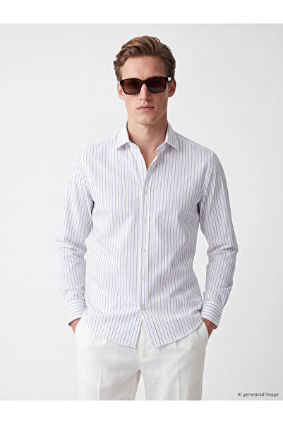 LC Waikiki Men's Blue Slim Fit Striped Shirt