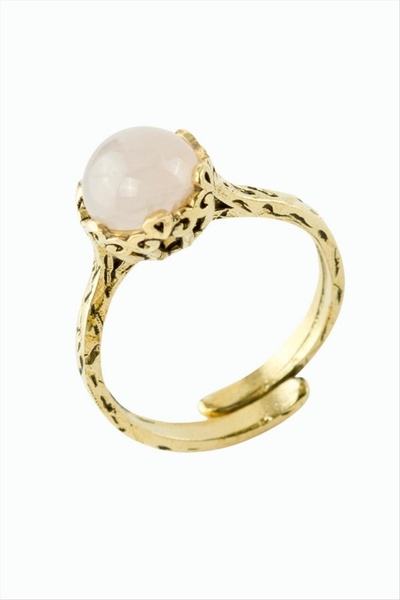 ZERO LAND Novapazr Round Natural Stone Authentic Ring - (190006) Pink Quartz
