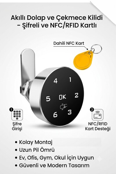 Konk Tools Zd015 Electronic Cabinet Lock with Smart Password and Card - 30mm ...