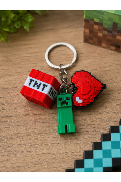 Eyiser Store Pixel Game Themed 3-Piece Bag Charm - with Premium Metal Ring - ...