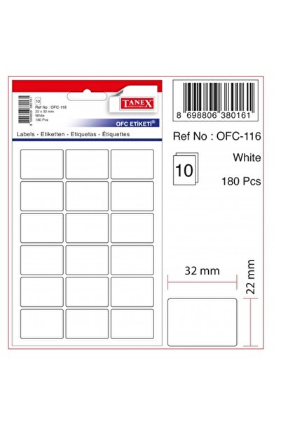 Tanex ملصق Ofc-116 مقاس 22×32 مم، 10 قطع، عبوتان