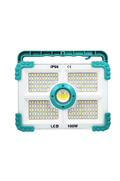 DealsReall Proiector LED de 100W reîncărcabil cu panou solar și USB