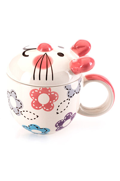 Paşabahçe Nifty Time Ceramic Mug with Lid, Stylish Design