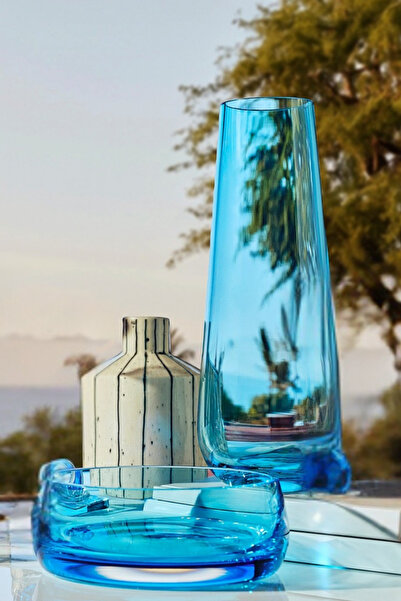 Paşabahçe Summer Vase Turquoise Blue, Stylish Decorative Vase