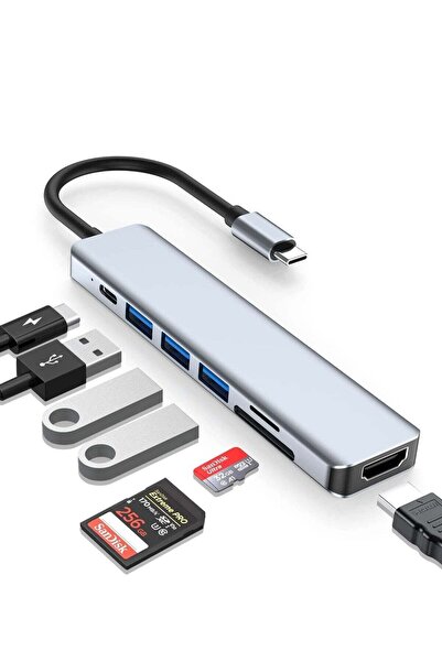 Generic محول USB C متعدد المنافذ 7 في 1 لأجهزة ماك بوك برو/اير والأجهزة المتو...