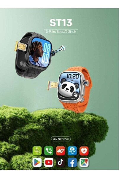 Modio ST13 Smart Watch with 2.2 Inch Full Screen Display, SIM Card Slot, 3 Pa...