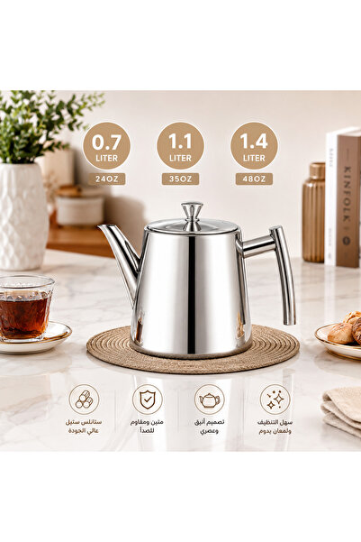Dania Premium Stainless Steel Teapot with Wooden Handle and Lid - Available i...