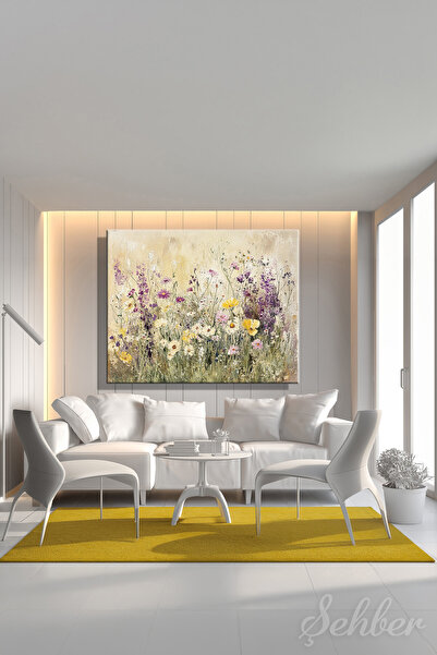 Şehber Kanvas Tablo Yatay Tekli Ev Kafe Ofis Kim Allen Spring Blooms Pastel T...