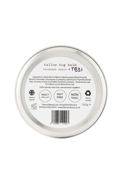 fierce nature Pure Organic Tallow Bug Balm with Essential Oils 100 g