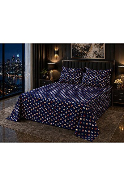 OASIS MART Queen Size 3PCS Blue Pattern Bedsheet Set 200x220 CM – 125 GSM Sof...