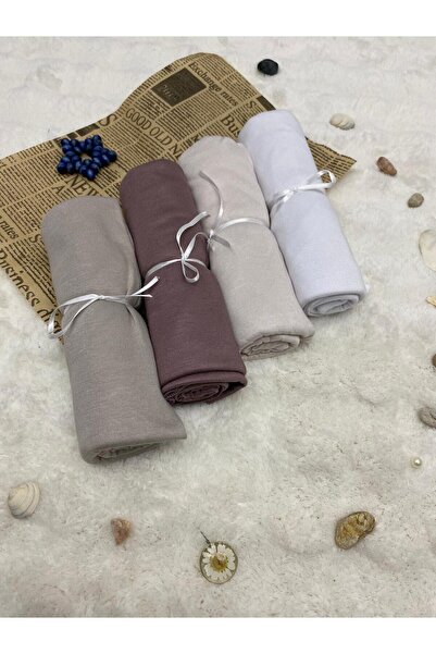 ALTIN DİKİŞ Combed Cotton Shawl Set of 4 Soft Textured Jersey Combed Cotton S...