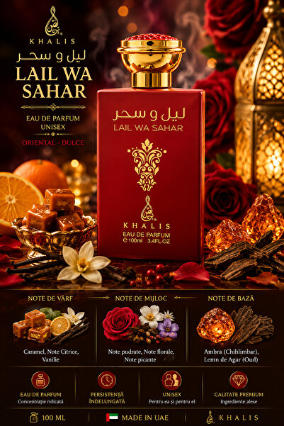 KHALIS Parfum Arabesc Unisex Lail Wa Sahar by 100 ml – Oriental Dulce Premium...