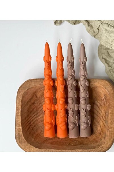 SCA CANDLE Dekoratif mum Şamdanlık Mum Sonbahar desenli Turuncu Renk 2 Kili