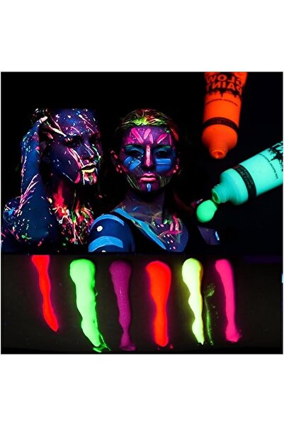 Munico 6 Adet Yüz Boyama Seti Neon Face Face Color, Body Paint Profesyonel Vü...