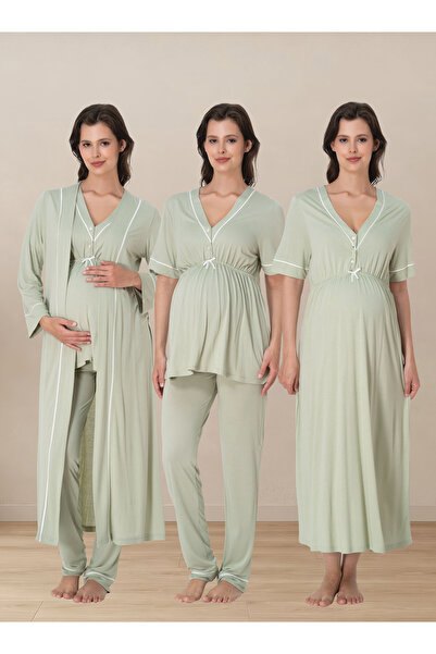 ByLohusa Pregnancy and Postpartum Period Cotton Set 4 Pieces Effortt - Green