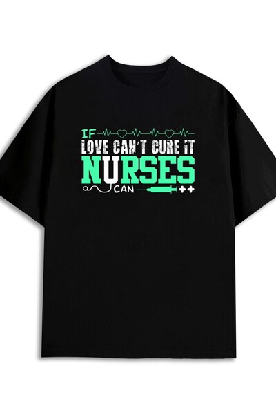 NOURAM تي شيرت بطباعة 'Nurse's Pride' للرجال، 180 جرام، 100% قطن، أسود، جديد ...