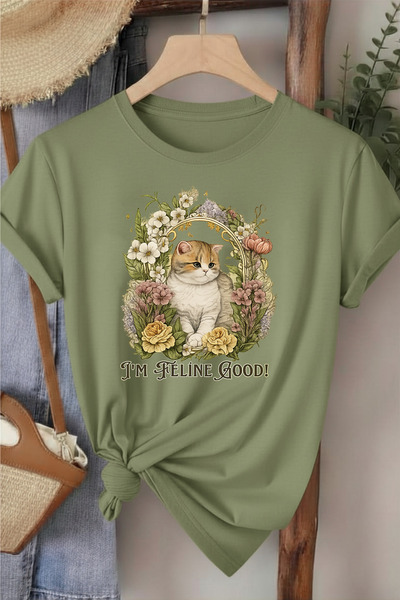l'eivor I' m Feline Good Cat Printed Women's Cotton T-Shirt
