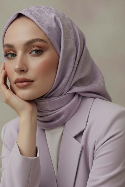 Vissona %57 İpek %43 Pamuk Jakarlı Monogram Eşarp 92X92