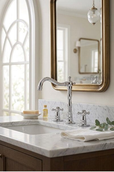 parkbanyo KROM LÜX RUSTİK KOÇ 3 DELİKLİ ANKASTRE LAVABO BATARYASI %100