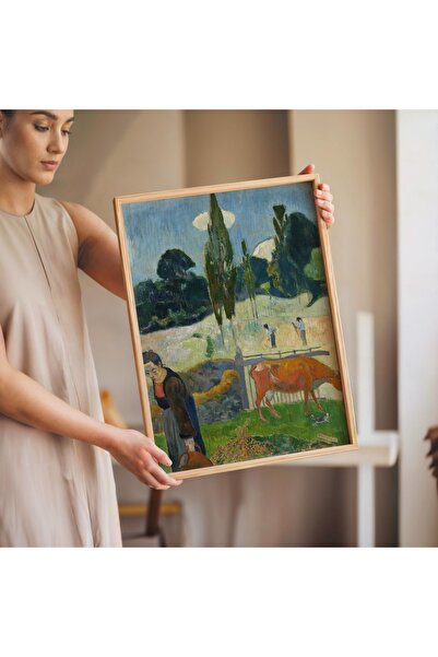 Pegziz Pictură cu vaca roșie de Paul Gauguin |   Decor de perete înrămat cu a...
