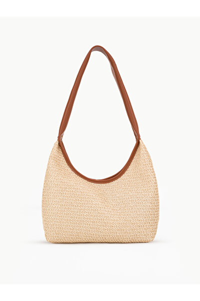 HONEY BAG Mun Wicker Vintage Double Zipper Hand and Shoulder Bag