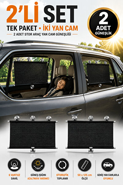 OpenCity 2 buc. Parasolar pentru geamul lateral al mașinii 50x125 cm cu 3 ven...