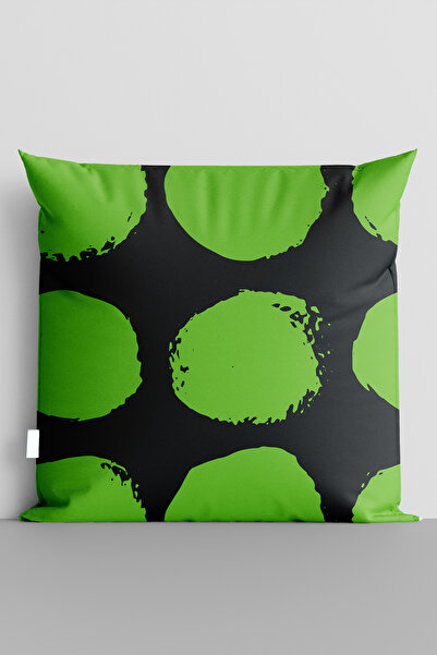 TicaretJet غطاء وسادة مطبوع رقميًا على الوجهين من Green Circles - 7072