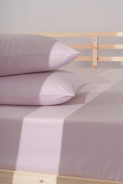 Puffy Alec Single 100% Cotton Fitted Sheet Set - Lilac