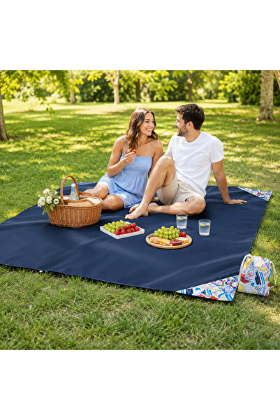 Campesnt Ağırlık Cepli Piknik Örtüsü 150x150 cm Su Geçirmez+Çantalı
