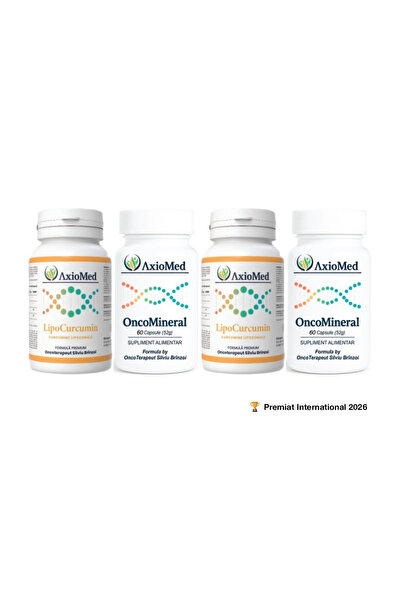 AxioMed Pachet 2 x LipoCurcumin + 2 x OncoMineral, 4 suplimente alimentare