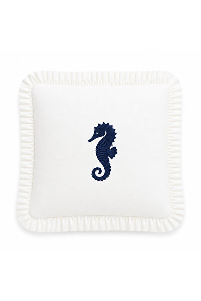 BELENAY Husă decorativă pentru pernă cu volane și broderie cu căluți de mare,...