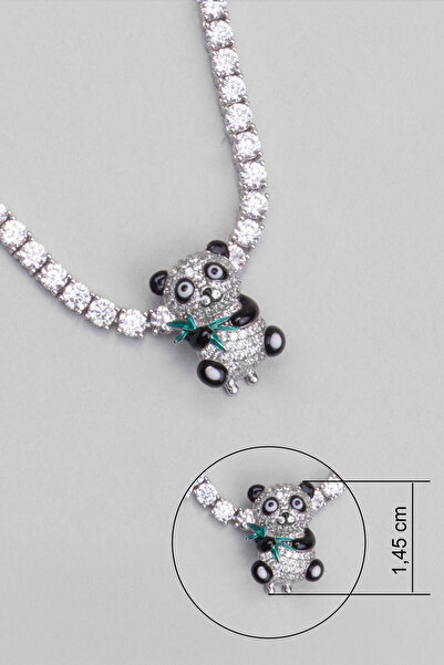 So CHIC... Sevimli Panda 18 Ayar Beyaz Altın Kaplama Gümüş Charm