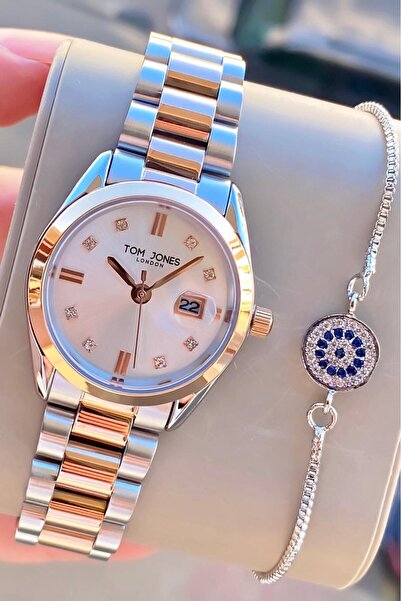 Tom Jones London Women's Watch Rose Silver Color Original Steel 3Atm Waterpro...