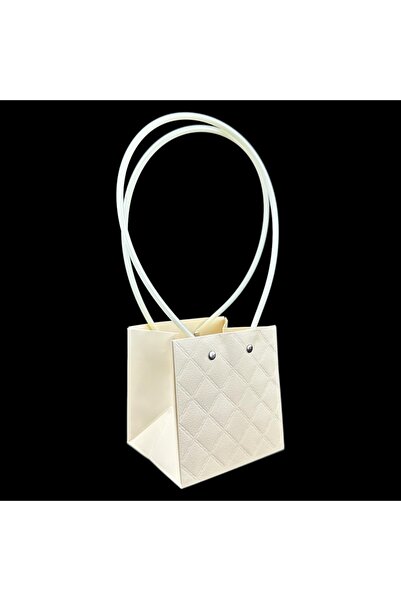 OEM Комплект кремави хартиени торбички за цветя с диамантен десен 11x11x10 см