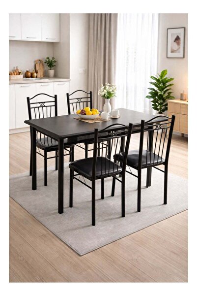 Living 5 Pieces, Wooden Dining Tables With 4 Chair Set 120*75 CM