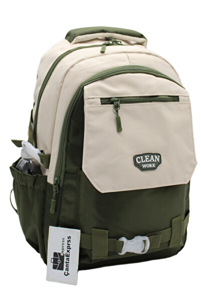 ÇantaExpress Multi-Compartment Beige-Khaki School Backpack Unisex School Bag ...