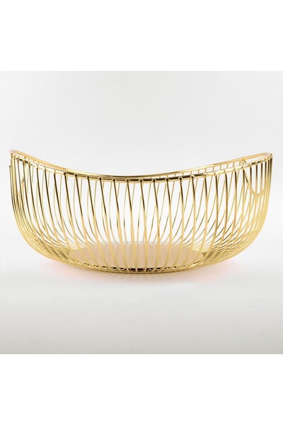 OEM Fructieră Metalică Neagră Auriu 28x9 cm